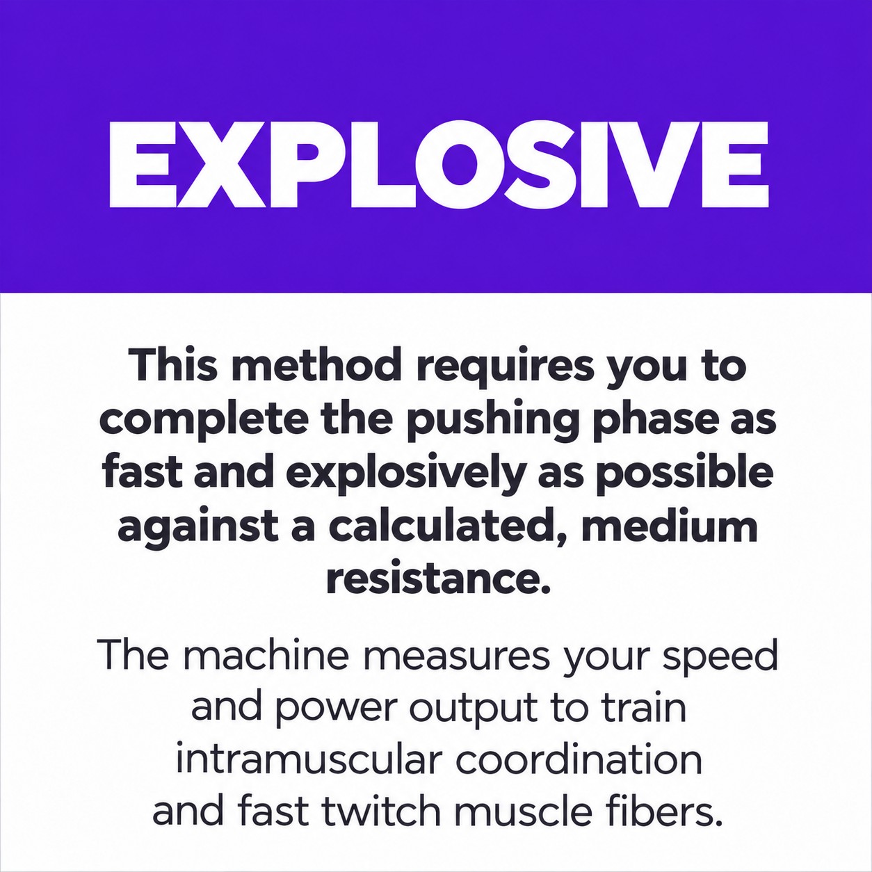 Zoom Fit Explosive training method using constant resistance and maximum acceleration to develop strength and athletic performance.